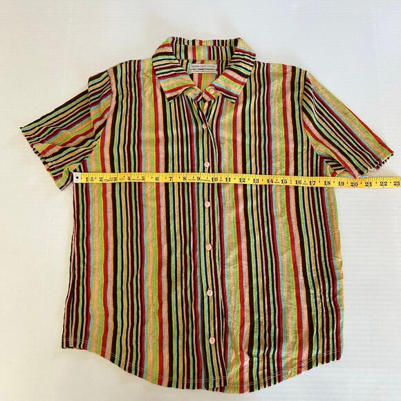 Urban Outfitters Multi Striped Chiffon Button Down Shirt Women's Large - Picture 7 of 10